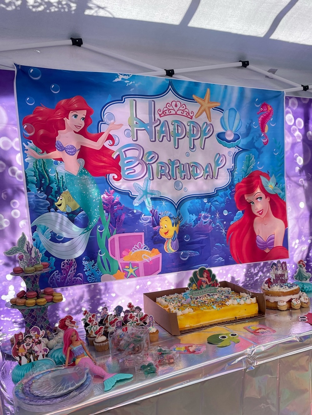 Ariel little mermaid Purple Birthday Party Backdrops